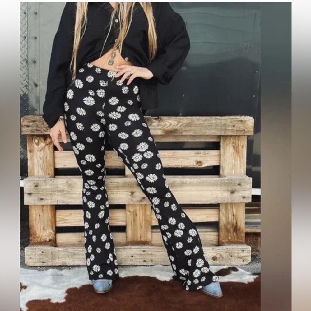 Billabong Hang Loose Floral Print High Rise Waist Boho Retro Flare Pant Nwt XL